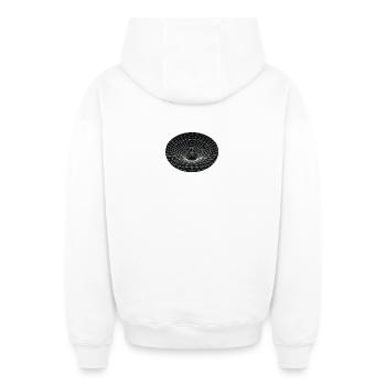 Vortex Grid Wormhole - Oversized Heavyweight Unisex Zip Hoodie - white - Back - AI Model Male 178 light (178cm)
