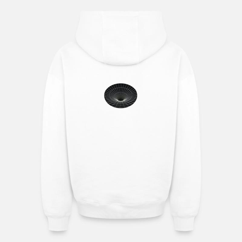 Vortex Grid Wormhole - Oversized Heavyweight Unisex Zip Hoodie - white
