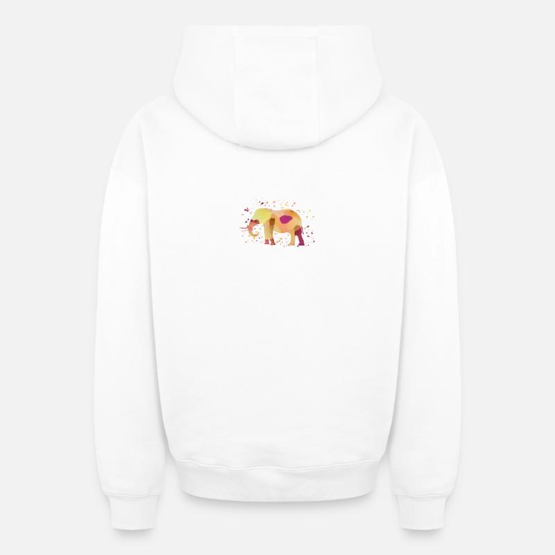 Éléphant - Sweat à capuche unisexe zippé oversize épais SPREAD - blanc