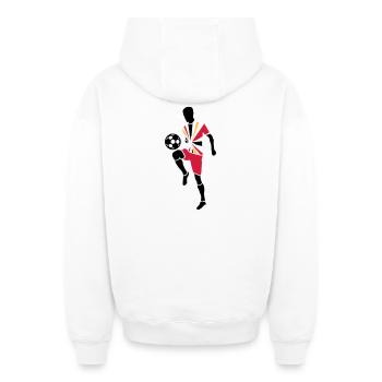 Joueur de foot avec ballon de foot - Sweat à capuche unisexe zippé oversize épais SPREAD - blanc - Dos - AI Model Male 178 light (178cm)