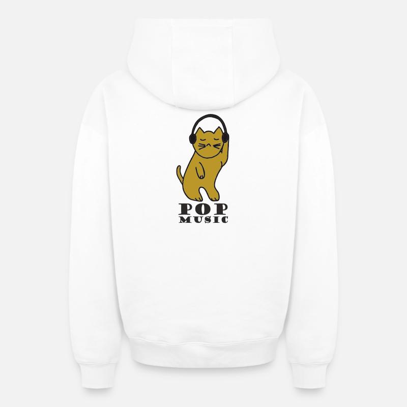 Katzen DJ mit Kopfhörern - Oversized Heavyweight Unisex Zip Hoodie - Weiß