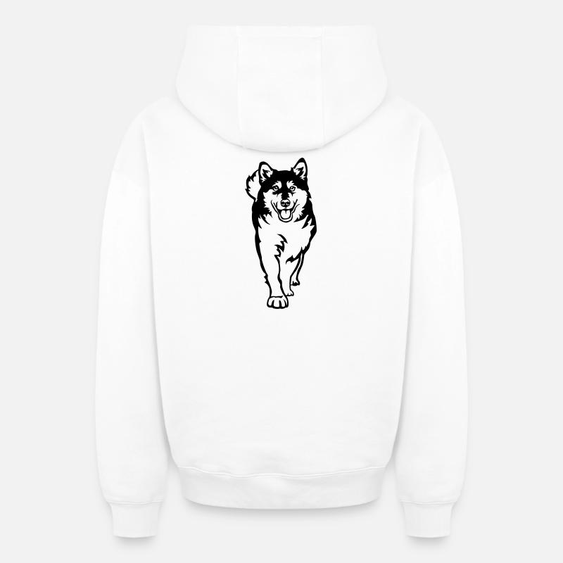 Malamute d’Alaska - Sweat à capuche unisexe zippé oversize épais SPREAD - blanc