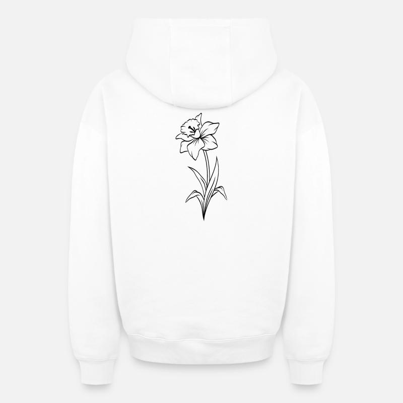 Narcisse - Sweat à capuche unisexe zippé oversize épais SPREAD - blanc