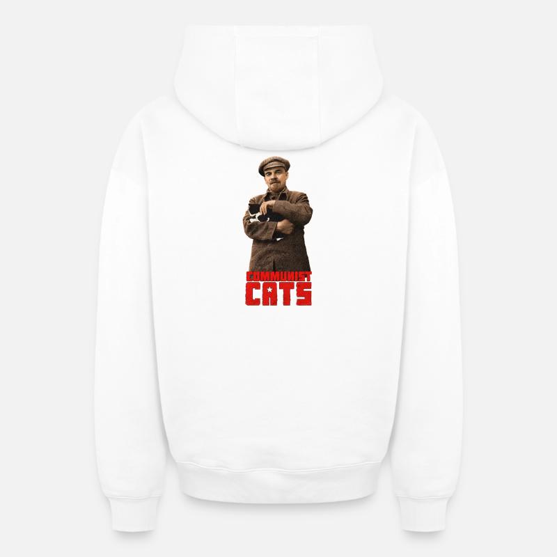 Communist Cats - Lénine - Sweat à capuche unisexe zippé oversize épais SPREAD - blanc