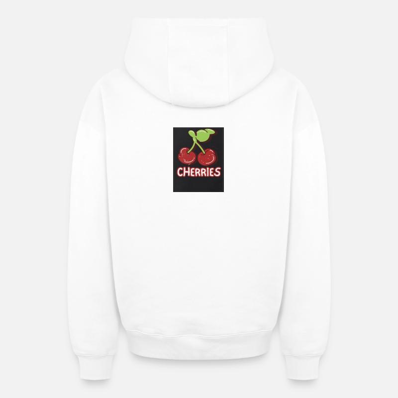 Insigne Duo Cherry Retro - Sweat à capuche unisexe zippé oversize épais SPREAD - blanc