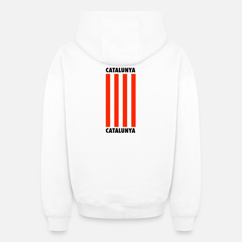 Catalunya - Sweat à capuche unisexe zippé oversize épais SPREAD - blanc