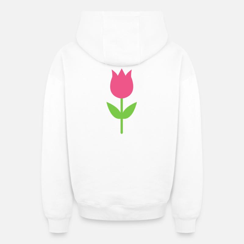 Tulipe - Sweat à capuche unisexe zippé oversize épais SPREAD - blanc