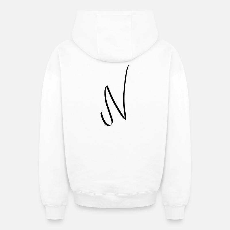 lettre N - Sweat à capuche unisexe zippé oversize épais SPREAD - blanc