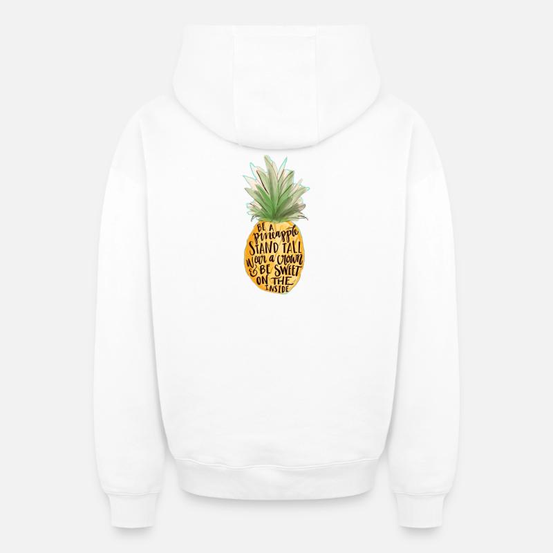 Ananas - Sweat à capuche unisexe zippé oversize épais SPREAD - blanc