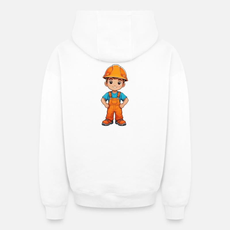 Constructeur - Sweat à capuche unisexe zippé oversize épais SPREAD - blanc