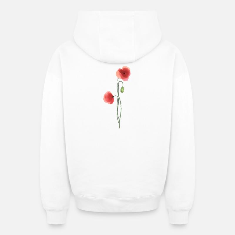 Blume: roter Mohn - Oversized Heavyweight Unisex Zip Hoodie - Weiß