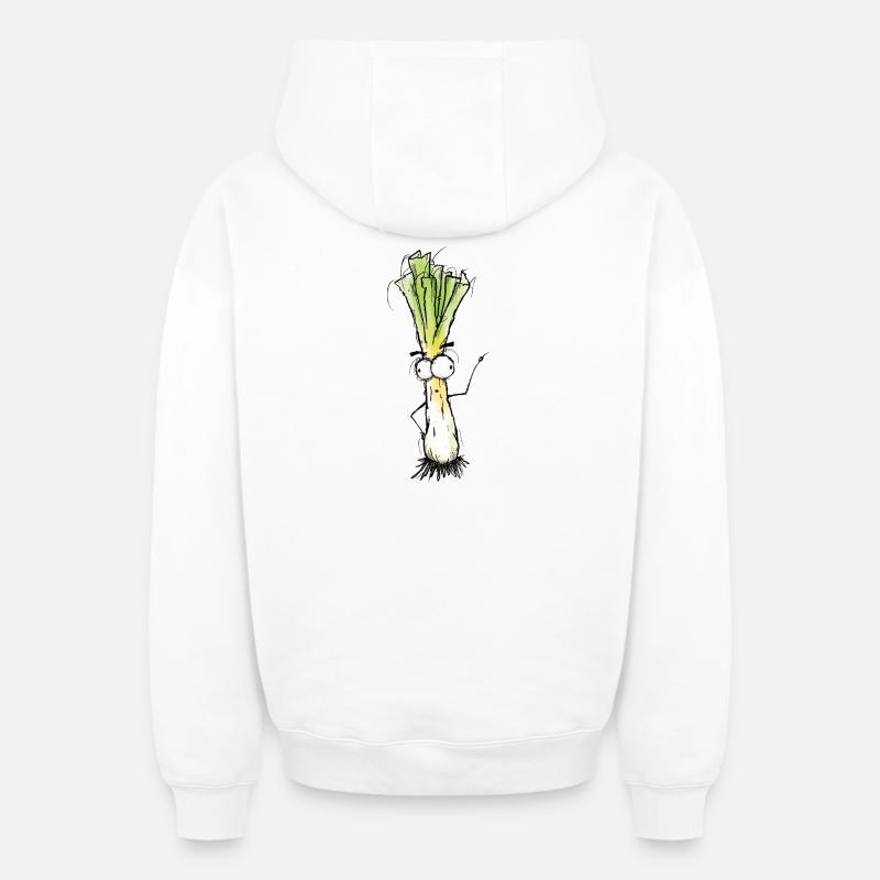 Poireau - Sweat à capuche unisexe zippé oversize épais SPREAD - blanc