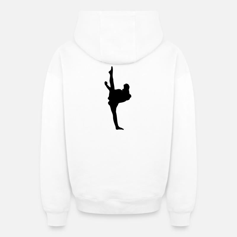 Karate oder Taekwondo High Kick - Oversized Heavyweight Unisex Zip Hoodie - Weiß
