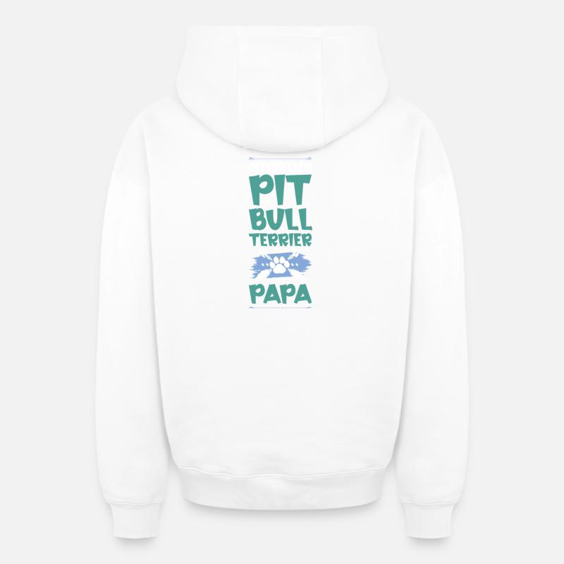 papa pit-dog - Sweat à capuche unisexe zippé oversize épais SPREAD - blanc