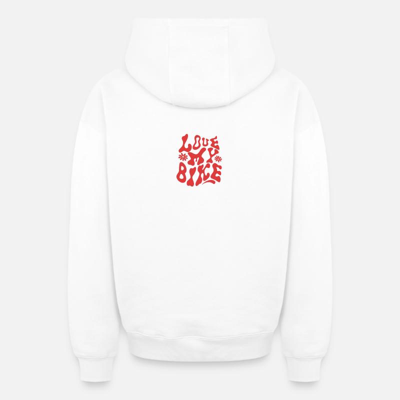 J’adore mon vélo - Sweat à capuche unisexe zippé oversize épais SPREAD - blanc