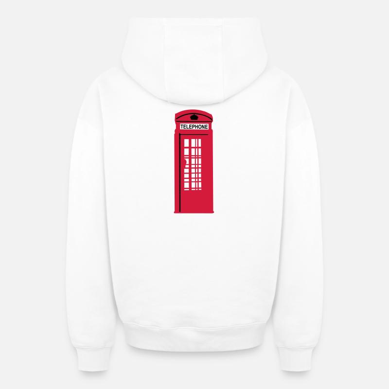 phone_box_1 - Sweat à capuche unisexe zippé oversize épais SPREAD - blanc
