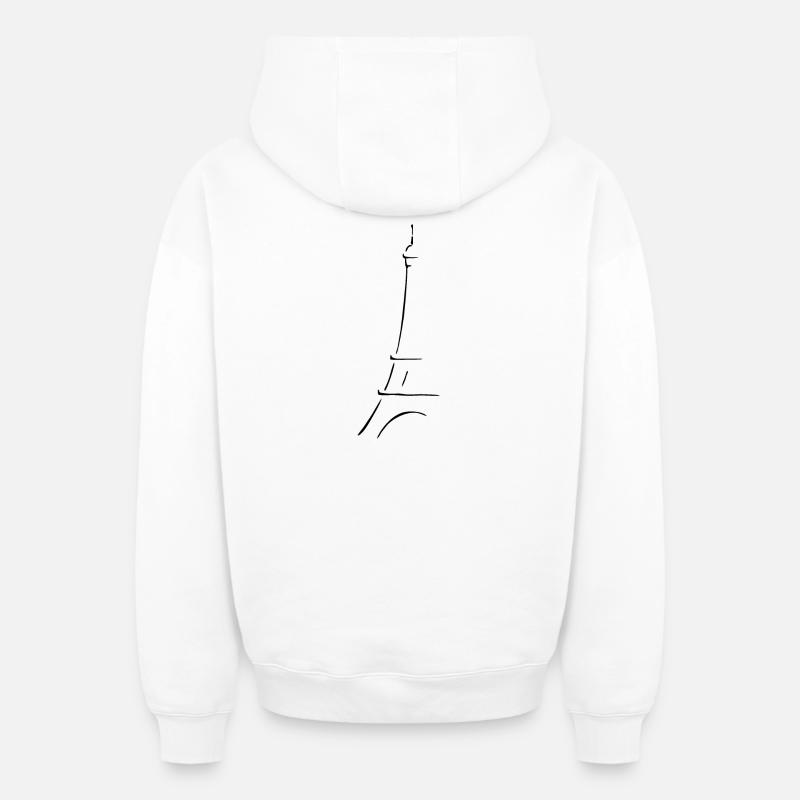 Tour Eiffel Paris - Sweat à capuche unisexe zippé oversize épais SPREAD - blanc
