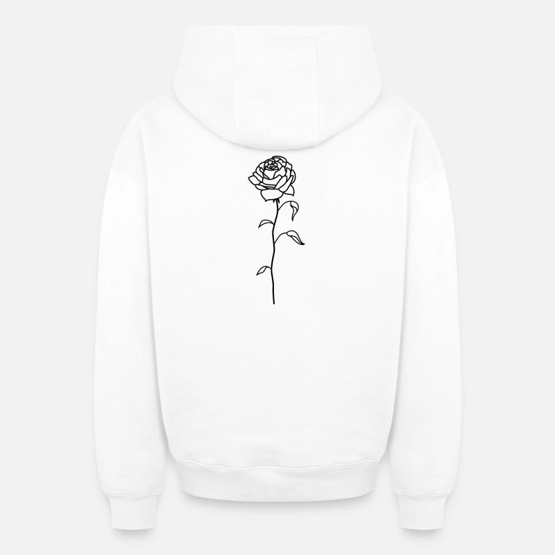 | rose | rose Illustration | Tatouage - Sweat à capuche unisexe zippé oversize épais SPREAD - blanc