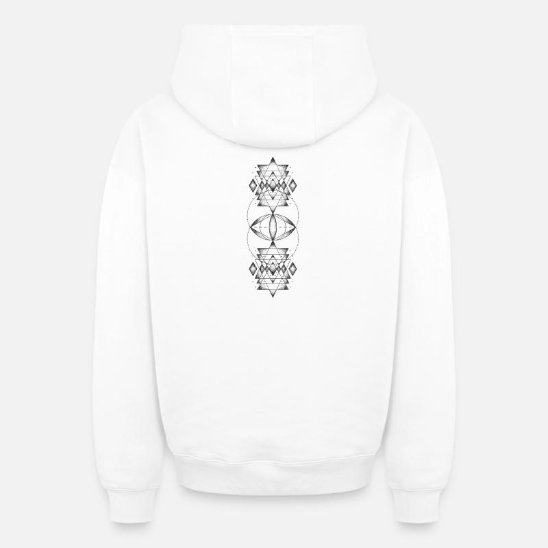 géométrie sacrée - Sweat à capuche unisexe zippé oversize épais SPREAD - blanc