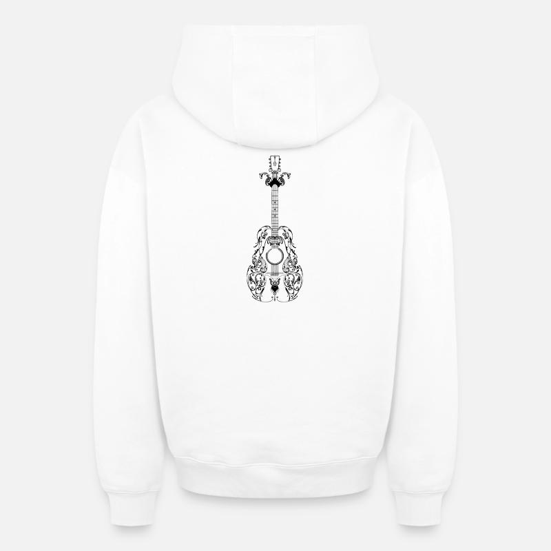 Guitare Guitariste Idée Cadeau - Sweat à capuche unisexe zippé oversize épais SPREAD - blanc