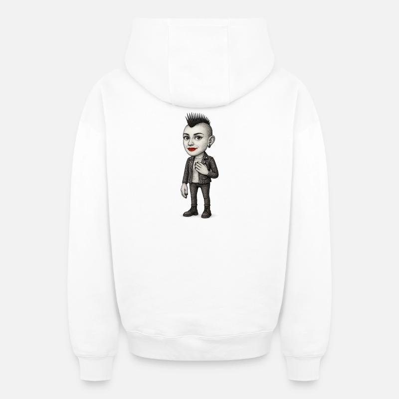 Mohawk Punker - Sweat à capuche unisexe zippé oversize épais SPREAD - blanc