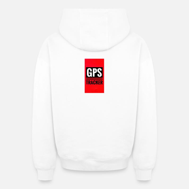 Style d’affiche de suivi GPS - Sweat à capuche unisexe zippé oversize épais SPREAD - blanc