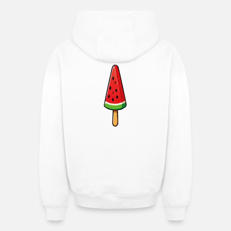 Glaces à la pastèque - Sweat à capuche unisexe zippé oversize épais SPREAD - blanc