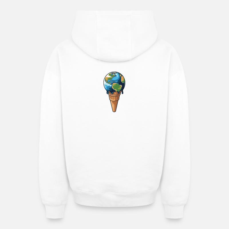 La terre fond - Sweat à capuche unisexe zippé oversize épais SPREAD - blanc