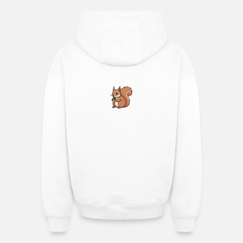 Écureuil - Sweat à capuche unisexe zippé oversize épais SPREAD - blanc