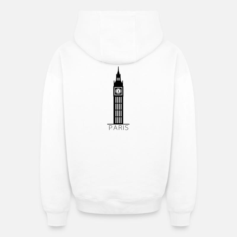 Paris - Sweat à capuche unisexe zippé oversize épais SPREAD - blanc