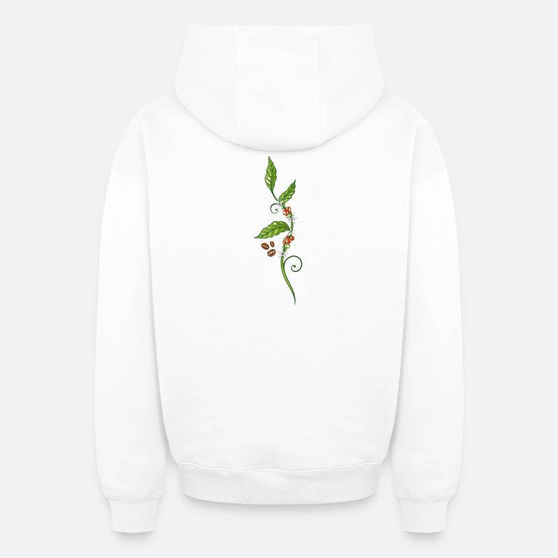 Café caféier grains de café - Sweat à capuche unisexe zippé oversize épais SPREAD - blanc