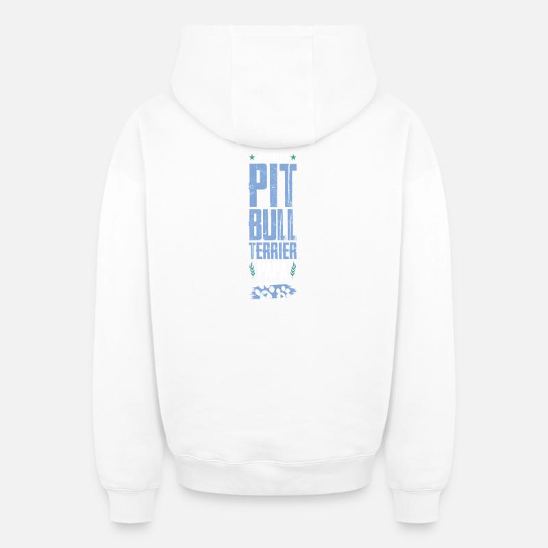 papa pit-dog - Sweat à capuche unisexe zippé oversize épais SPREAD - blanc