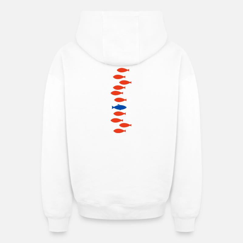 Poisson unique - Sweat à capuche unisexe zippé oversize épais SPREAD - blanc