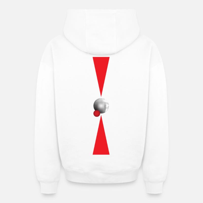Pétanque Minimalisme - Sweat à capuche unisexe zippé oversize épais SPREAD - blanc