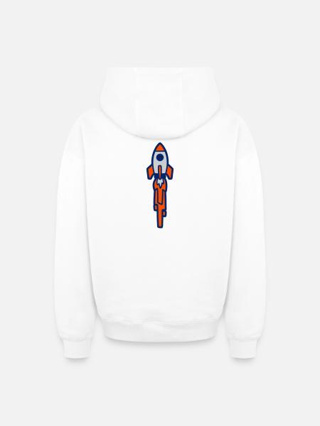 Launching Rocket Silhouette - Oversized Heavyweight Unisex Zip Hoodie - white