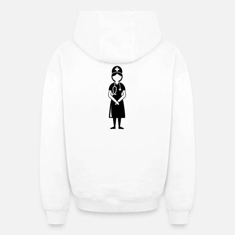 Infirmière Médecin - Sweat à capuche unisexe zippé oversize épais SPREAD - blanc