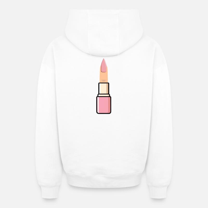 Rose à lèvres au doigt - Sweat à capuche unisexe zippé oversize épais SPREAD - blanc