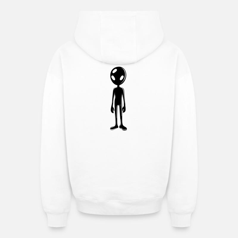 Alien Außerirdischer - Sweat à capuche unisexe zippé oversize épais SPREAD - blanc