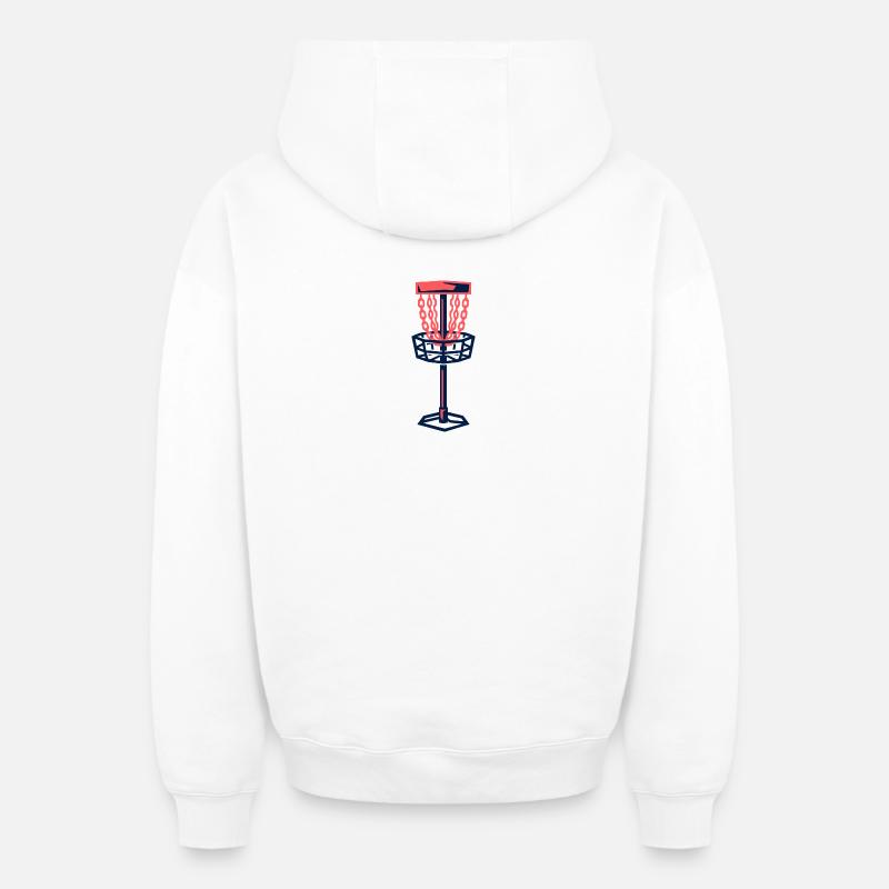 Disc Golf Basket Disc Disc Target - Sweat à capuche unisexe zippé oversize épais SPREAD - blanc