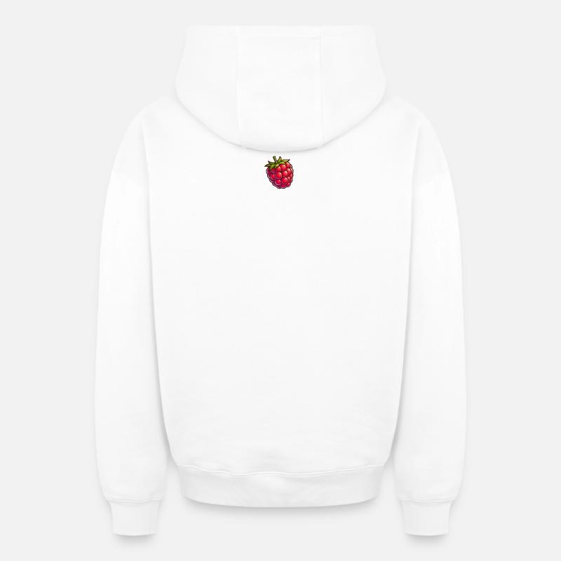 Framboise cartoon éclat - Sweat à capuche unisexe zippé oversize épais SPREAD - blanc