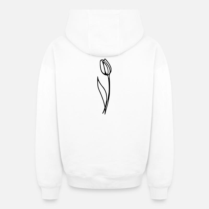 Tulipe - Sweat à capuche unisexe zippé oversize épais SPREAD - blanc