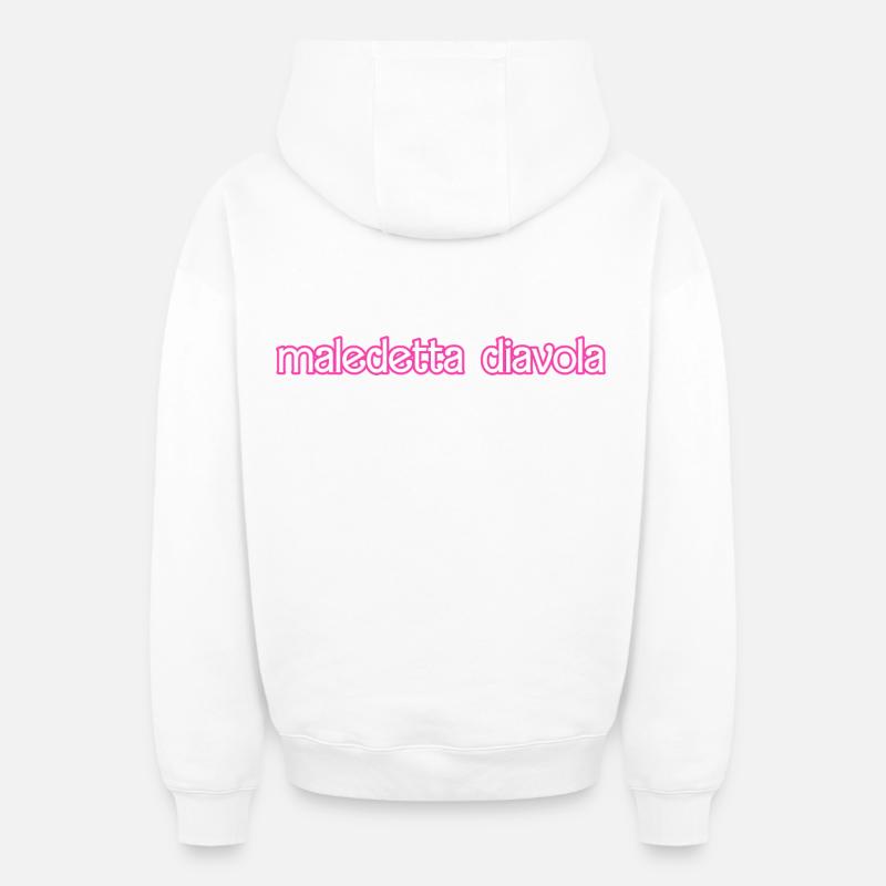 Maudits diables - Sweat à capuche unisexe zippé oversize épais SPREAD - blanc