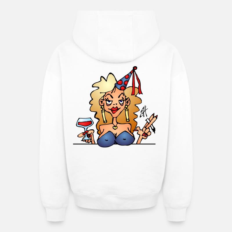 anniversaire - Sweat à capuche unisexe zippé oversize épais SPREAD - blanc