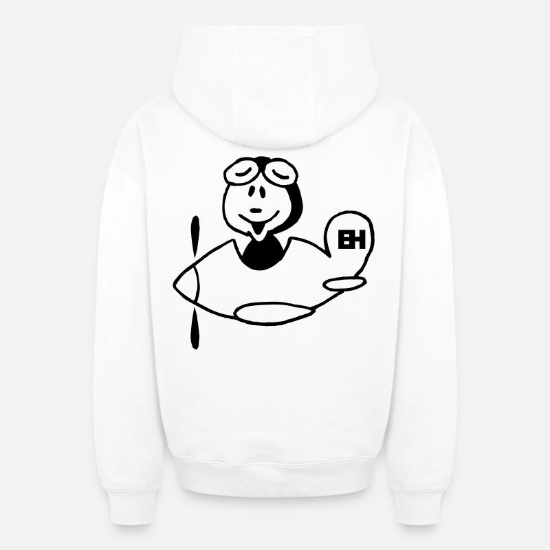 Avion - Sweat à capuche unisexe zippé oversize épais SPREAD - blanc