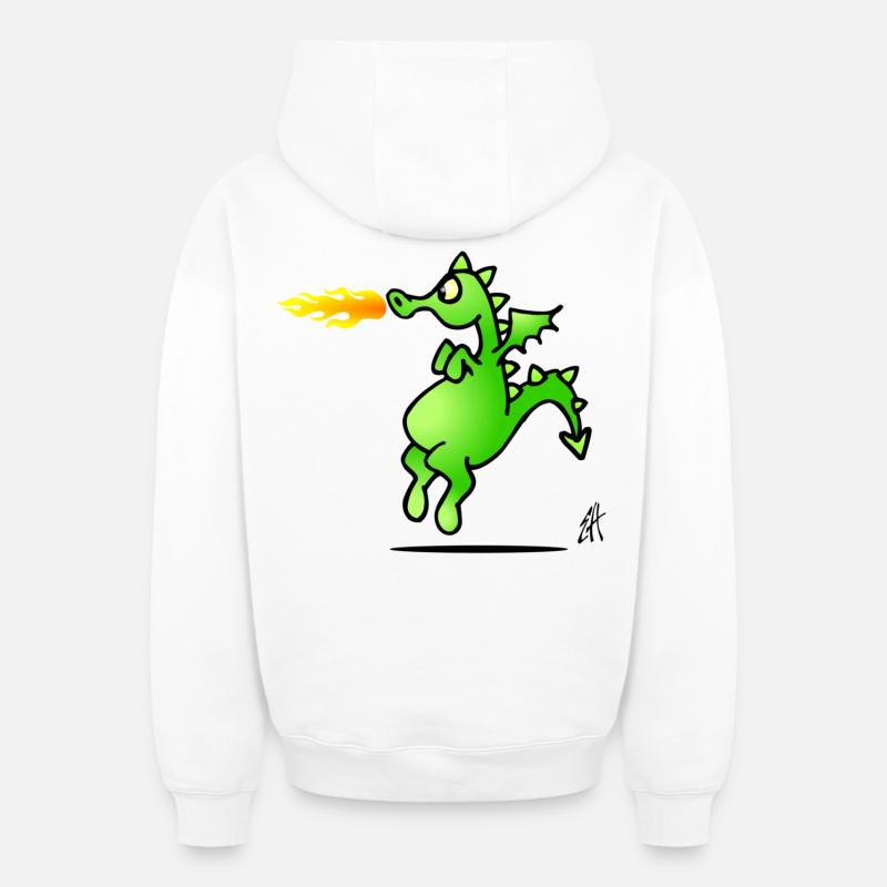 Dragon - Sweat à capuche unisexe zippé oversize épais SPREAD - blanc