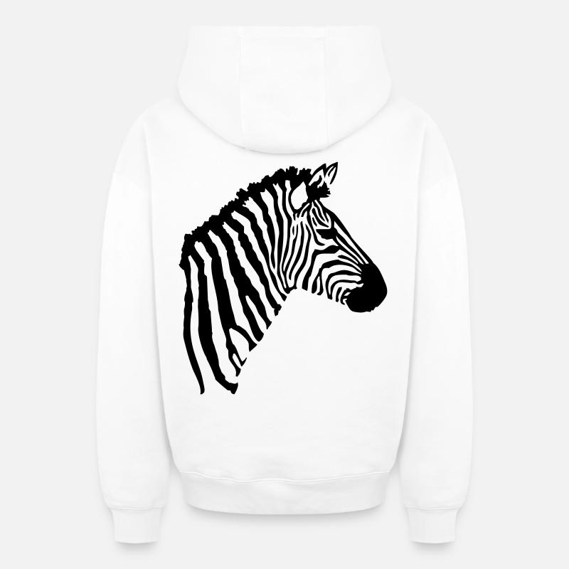 Tête de zèbre - Sweat à capuche unisexe zippé oversize épais SPREAD - blanc