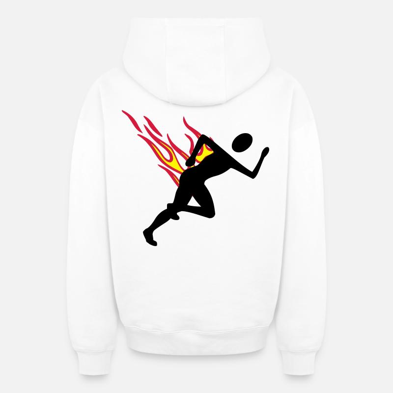 Jogger avec flammes - Sweat à capuche unisexe zippé oversize épais SPREAD - blanc