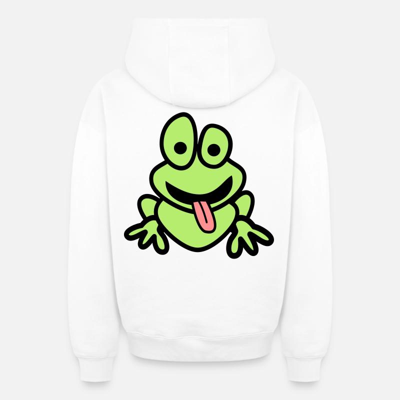 Frog avec la langue - Sweat à capuche unisexe zippé oversize épais SPREAD - blanc