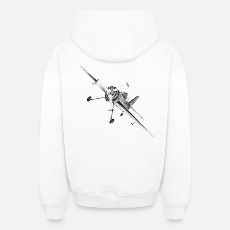 plane - Sweat à capuche unisexe zippé oversize épais SPREAD - blanc