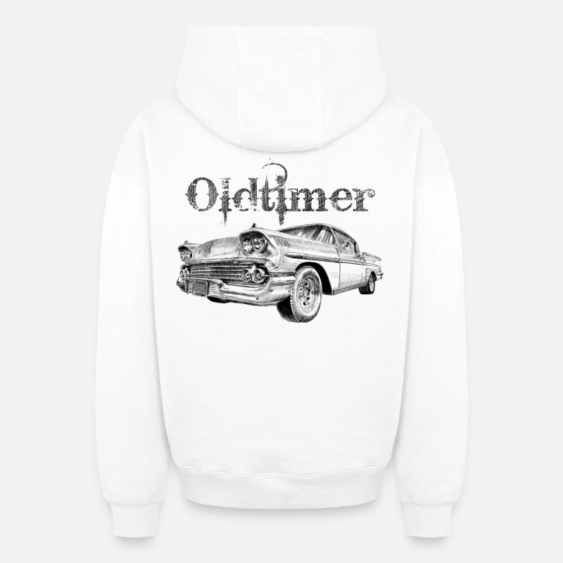 Oldtimer - Sweat à capuche unisexe zippé oversize épais SPREAD - blanc